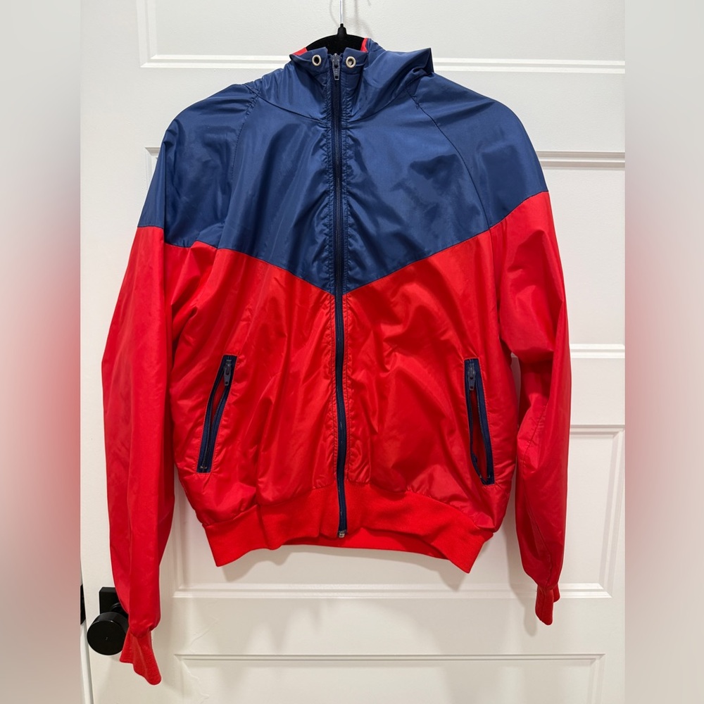 Vintage Nike Sportswear Windbreaker Jacket Red Blue Hooded Made in USA
